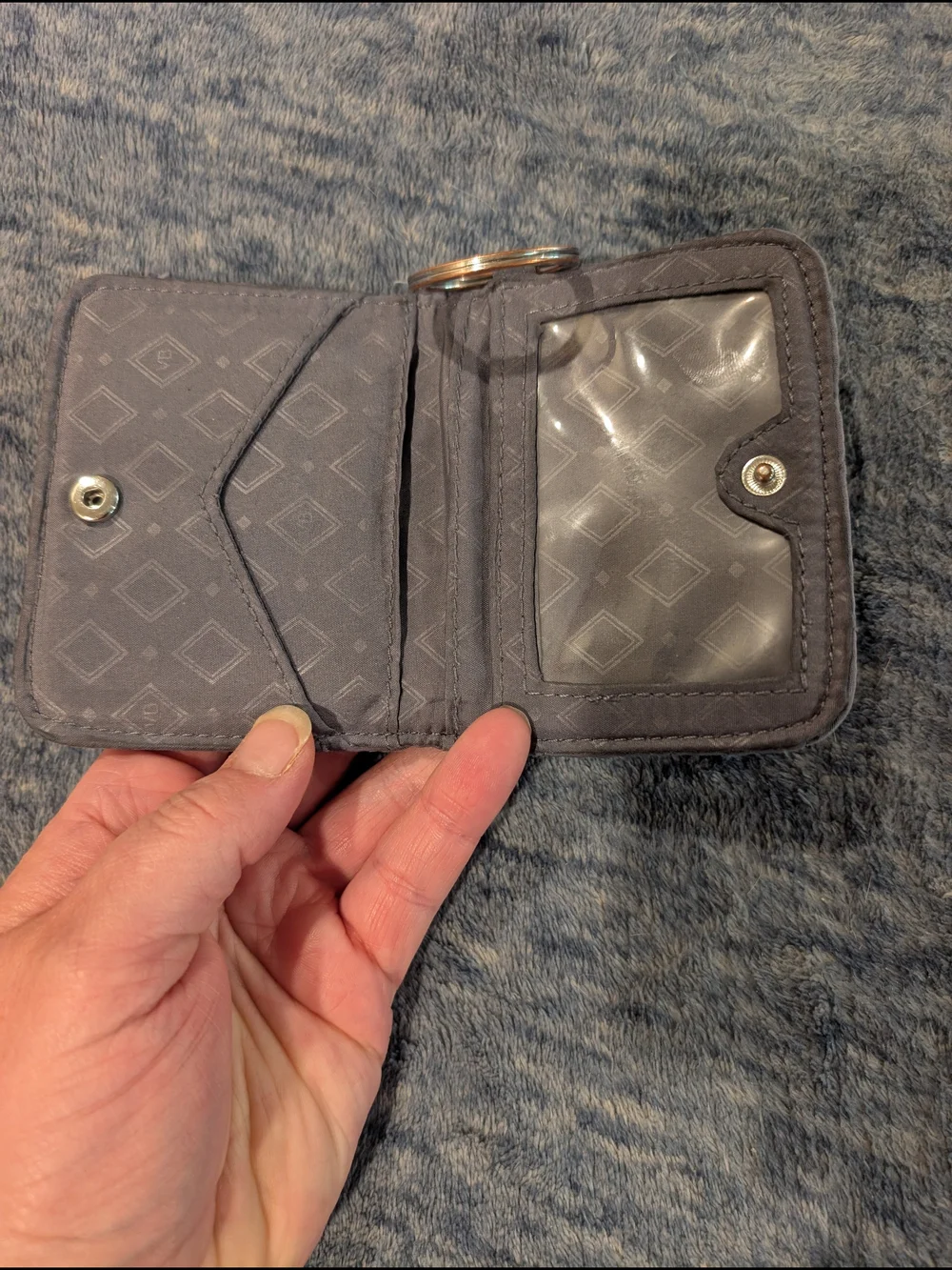Vera Bradley Gray Quilted ID Card Holder